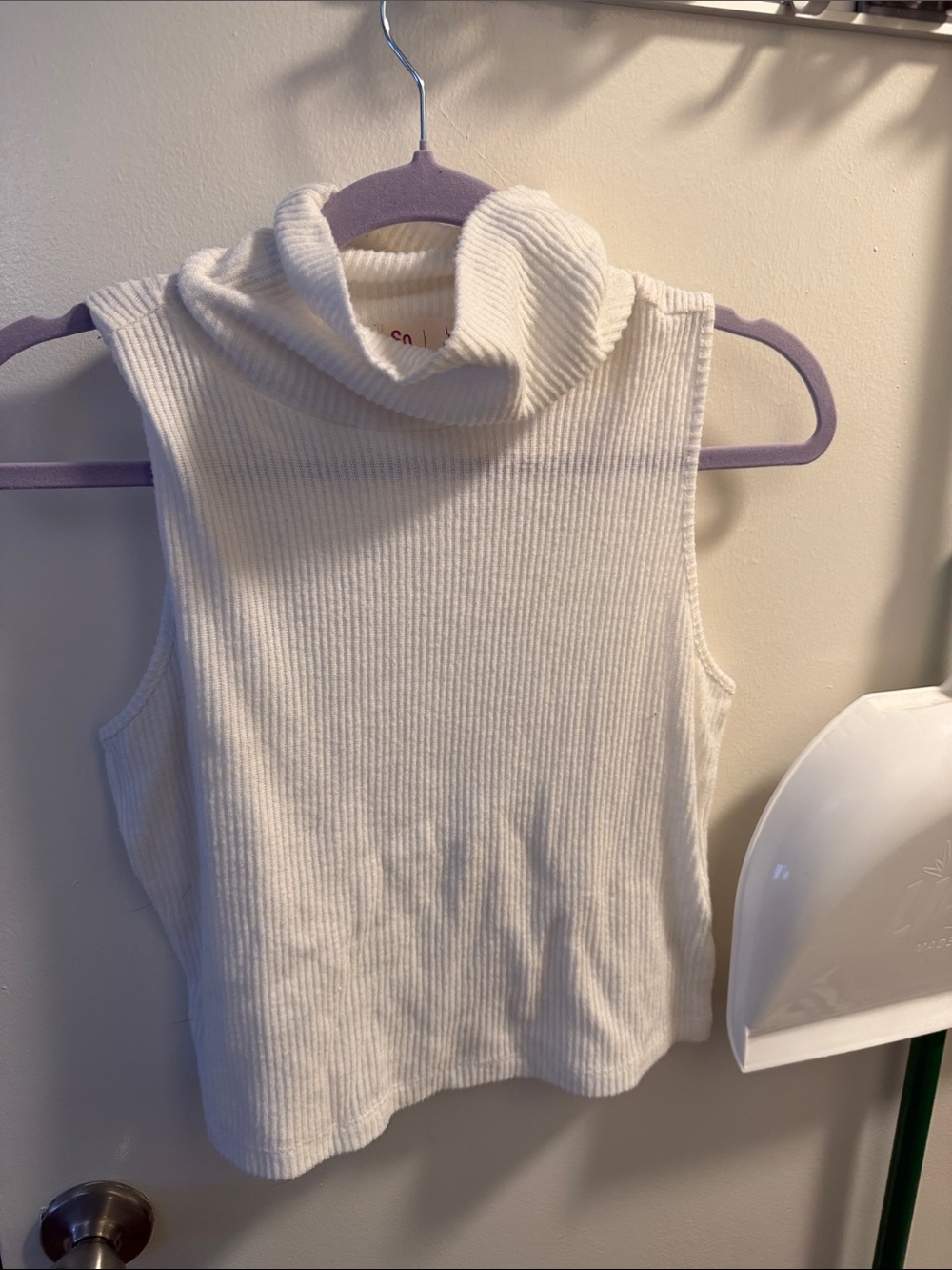 SO Sleeveless Ribbed Turtleneck Tank - Cream